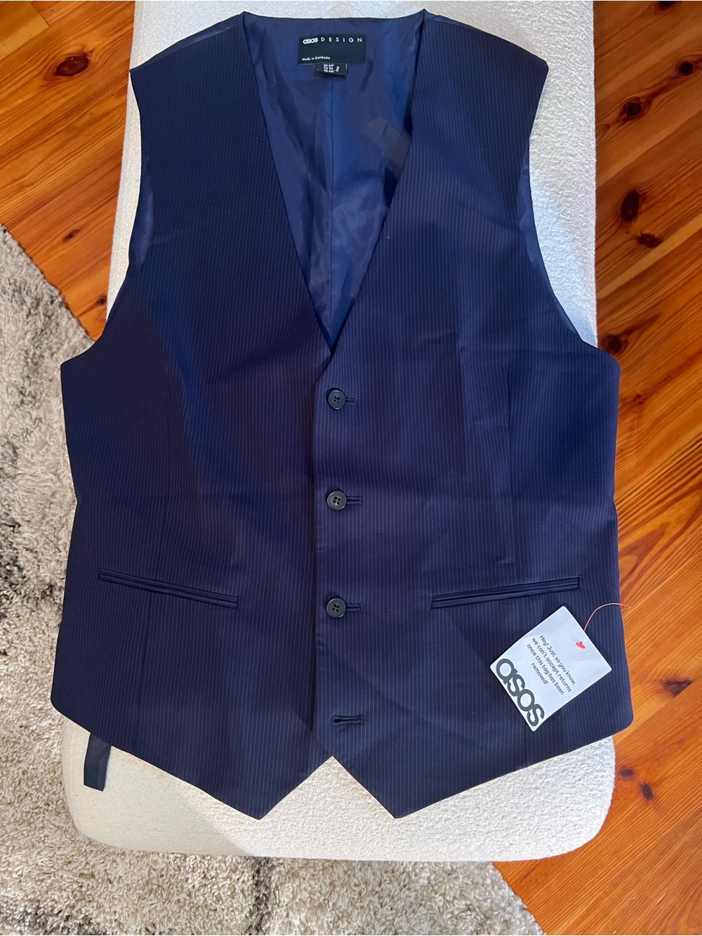 ASOS Navy Pinstripe Men's Waistcoat Vest